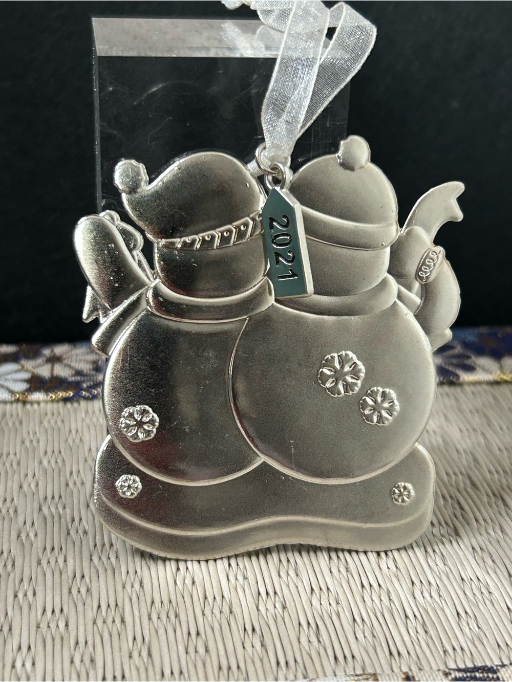 Holiday Snowman Friendship Ornament - Silver with Red & Green Glitter - Picture 2 of 4